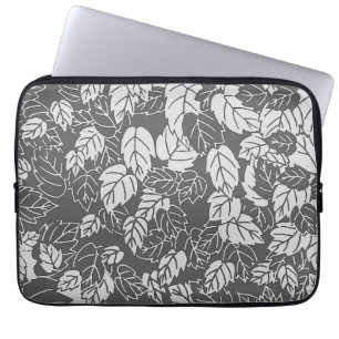 Protection Pour Ordinateur Portable Impression de feuille japonaise, gris clair et fon