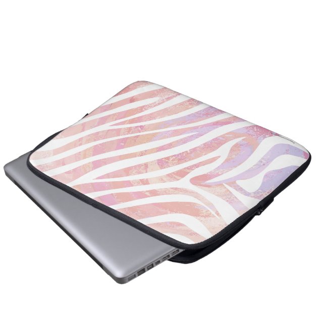 Protection Pour Ordinateur Portable Impression rose et blanc Zebra (Devant bas)