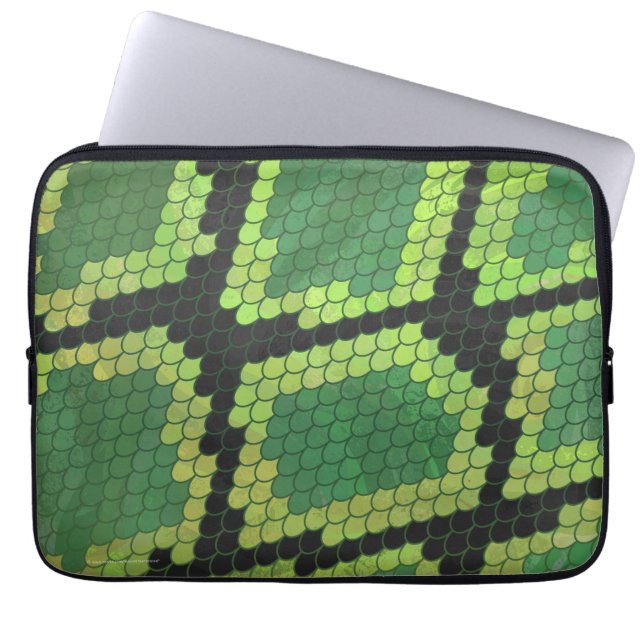 Protection Pour Ordinateur Portable Impression serpent noir et vert (Devant)
