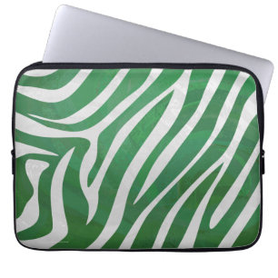 Protection Pour Ordinateur Portable Impression verte et blanche de zèbre
