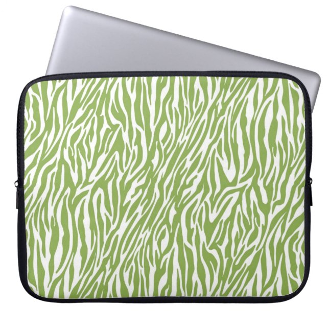 Protection Pour Ordinateur Portable Imprimer Safari vert Zebra (Devant)