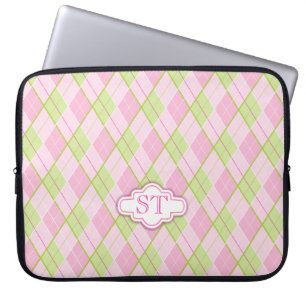 Protection Pour Ordinateur Portable Jacquard style motif rose monogramme coque ordinat