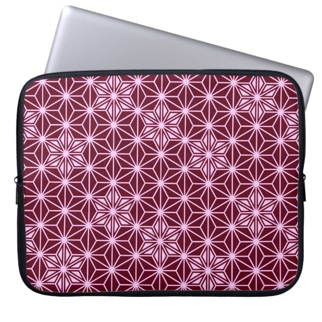 Protection Pour Ordinateur Portable Japonais Asanoha motif - Bourgogne (Devant)