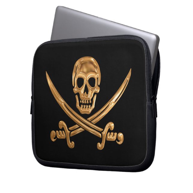 Protection Pour Ordinateur Portable Jolly roger d'or (devant gauche)