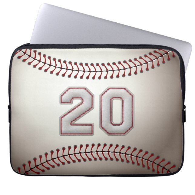 Protection Pour Ordinateur Portable Joueur numéro 20 - points frais de base-ball (Devant)