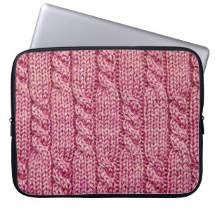Protection Pour Ordinateur Portable Knit câblé par fil rose