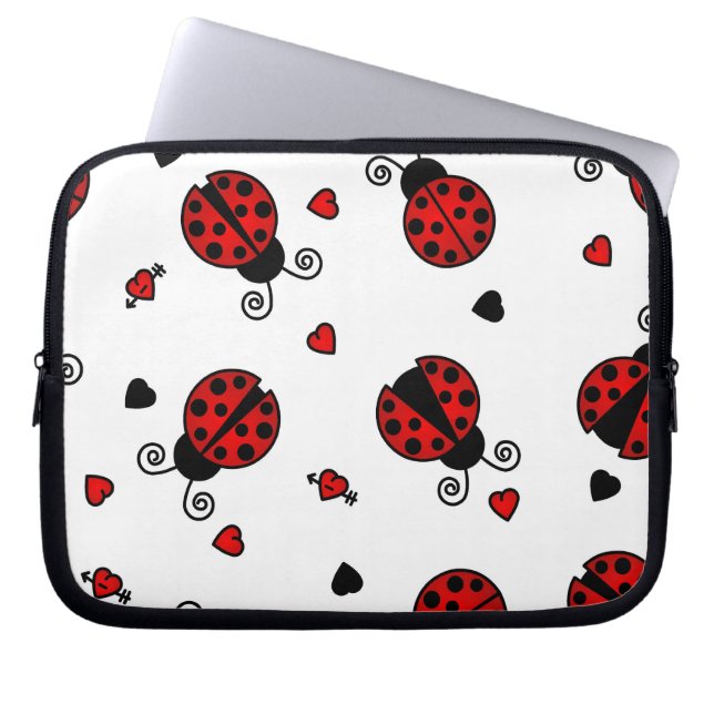 Protection Pour Ordinateur Portable L'amour mignon branche les coccinelles rouges (Devant)