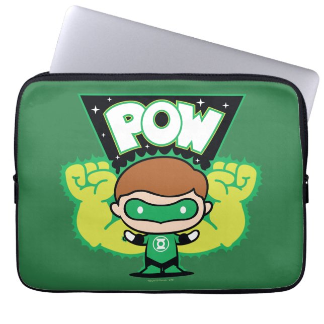 Protection Pour Ordinateur Portable Lanterne verte Chibi Formant Des Poings Géants (Devant)
