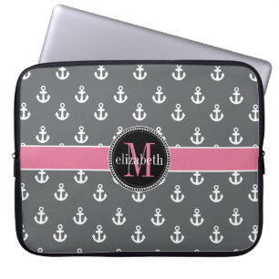 Protection Pour Ordinateur Portable Le bateau de rose de blanc gris du DK ancre le