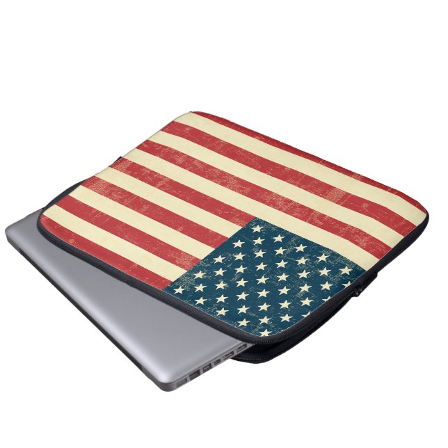 Protection Pour Ordinateur Portable Le drapeau américain âgé s'est fané (Devant bas)