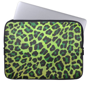 Protection Pour Ordinateur Portable Léopard noir et vert