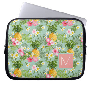 Protection Pour Ordinateur Portable Les fleurs et les ananas tropicaux   ajoutent