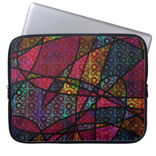Protection Pour Ordinateur Portable Lignes noires grasses et textures abstraites multi