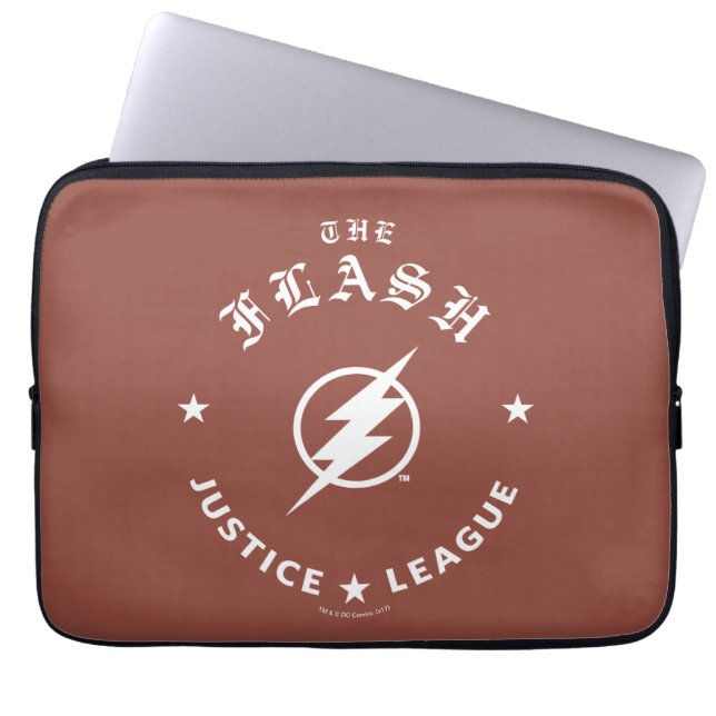 Protection Pour Ordinateur Portable Ligue de Justice | L'Emblème Flash Retro Lightning (Devant)