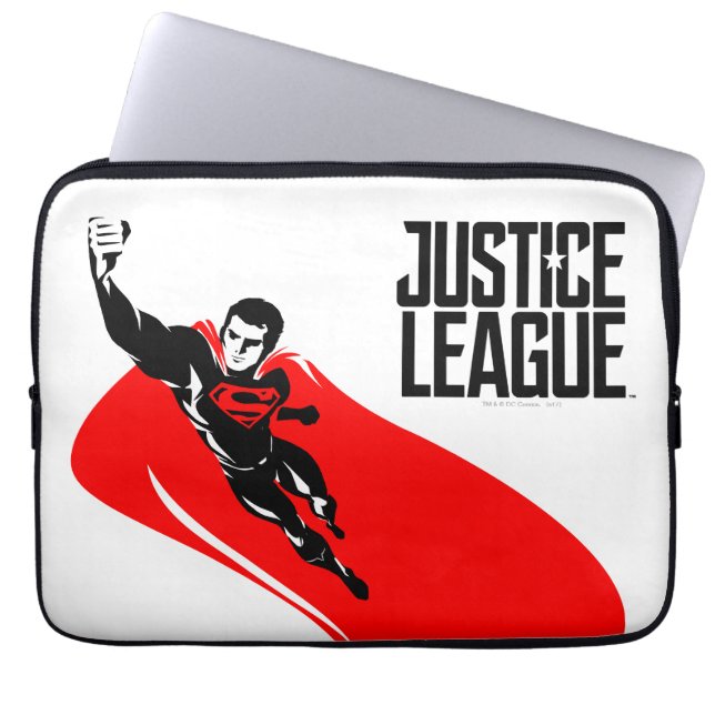 Protection Pour Ordinateur Portable Ligue de Justice | Superman Flying Noir Pop Art (Devant)