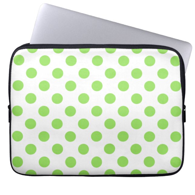 Protection Pour Ordinateur Portable Lime et pois blancs (Devant)