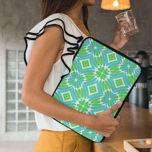Protection Pour Ordinateur Portable Lime Green Aqua Turquoise Retro Motif Art