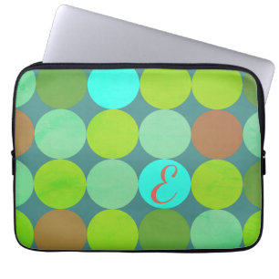 Protection Pour Ordinateur Portable Lime Vert Turquoise Turquoise & Rust Cercles Monog