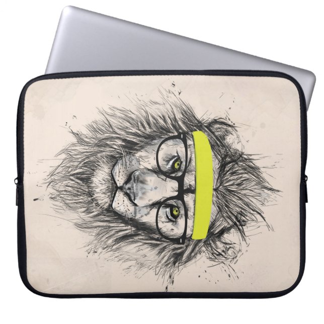 Protection Pour Ordinateur Portable Lion de hippie (fond clair) (Devant)