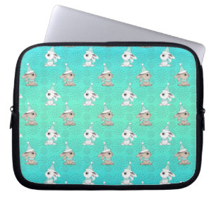Protection Pour Ordinateur Portable Little Snow Bunnies in Hats and Scarves Pattern