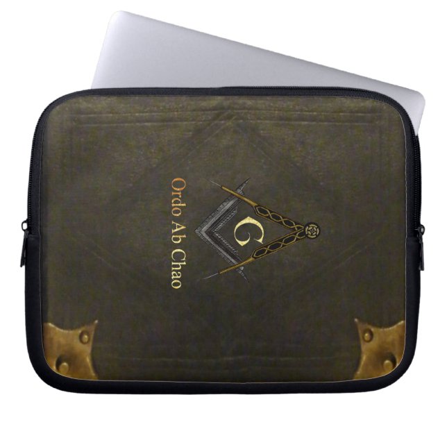 Protection Pour Ordinateur Portable Livre attaché en cuir avec le carré et la boussole (Devant)