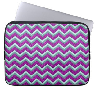 Protection Pour Ordinateur Portable Magenta Foil et Turquoise ZigZag Motif