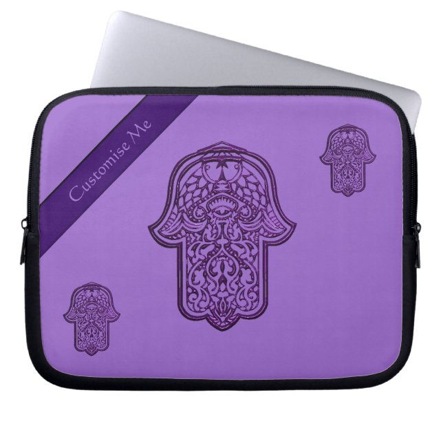 Protection Pour Ordinateur Portable Main de henné de Hamsa (violet) (Devant)