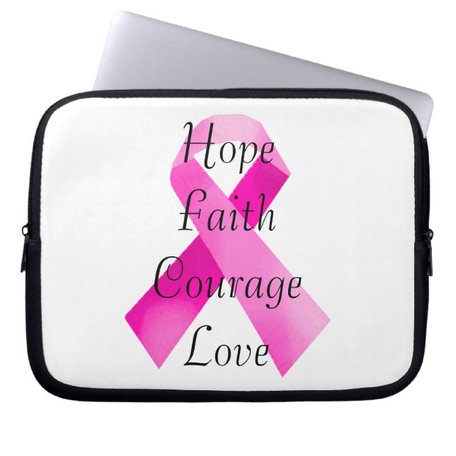 Protection Pour Ordinateur Portable Manche d'ordinateur portable Pink Ribbon Faith (Devant)