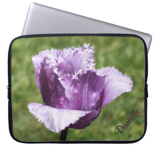 Protection Pour Ordinateur Portable Manche d'ordinateur portable Tulip à franges viole