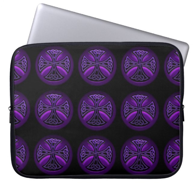 Protection Pour Ordinateur Portable Manche Motif Black & Purple Celtic Cross (Devant)