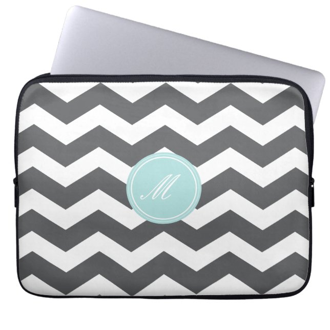 Protection Pour Ordinateur Portable Manche Motif Grey Chevron (Devant)