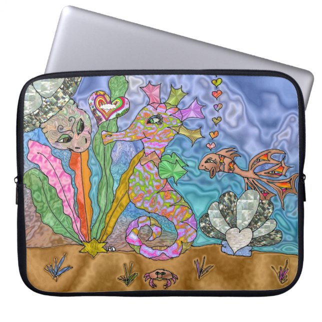 Protection Pour Ordinateur Portable Manche pour ordinateur portable Psychedelic Seahor (Devant)