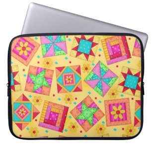 Protection Pour Ordinateur Portable Manches d'ordinateur portable Jaune Quilt Block