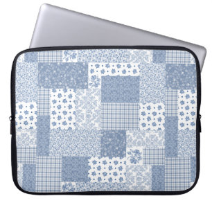 Protection Pour Ordinateur Portable Manches Nostalgiques Indigo Faux Patchwork