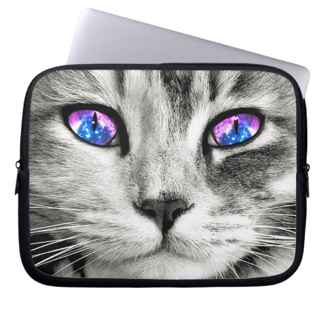 Protection Pour Ordinateur Portable Manches pour ordinateur portable Galaxy Cat Eyes (Devant)