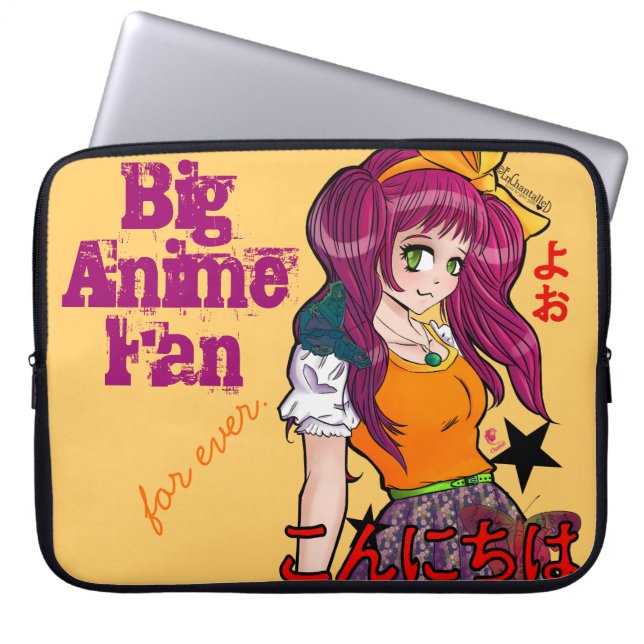 Protection Pour Ordinateur Portable Manga girl with butterflies (Devant)