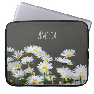 Protection Pour Ordinateur Portable Marguerites sur Grey