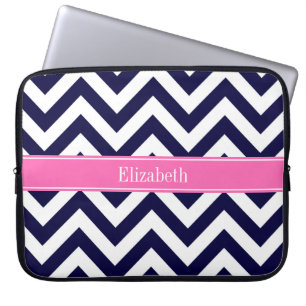 Protection Pour Ordinateur Portable Marine Lg Chevron HotPink2 Quatrefoil Nom Monogram