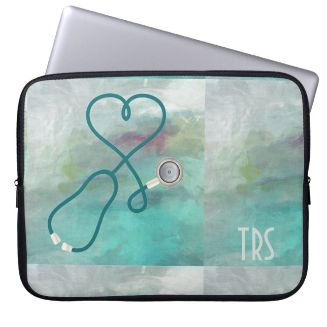 Protection Pour Ordinateur Portable Médecin ou infirmière d'aquarelle élégante (Devant)
