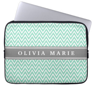 Protection Pour Ordinateur Portable Modèle du nom de Mint Chevron Grey