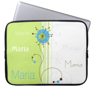 Protection Pour Ordinateur Portable Moderne simple Fleur vert Votre nom