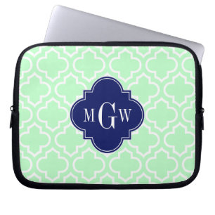 Protection Pour Ordinateur Portable Monnaie Blanc Marocain #6 Marine 3 Monogramme init