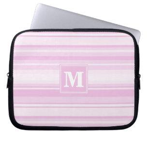 Protection Pour Ordinateur Portable Monogram baby pink stripes
