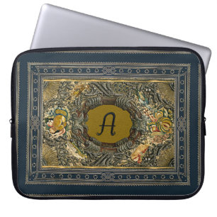 Protection Pour Ordinateur Portable Monogramme brodé antique de couverture de livre