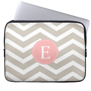 Protection Pour Ordinateur Portable Monogramme de char rose pâle rose