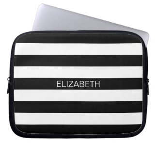 Protection Pour Ordinateur Portable Monogramme de très bon goût horizontal blanc noir