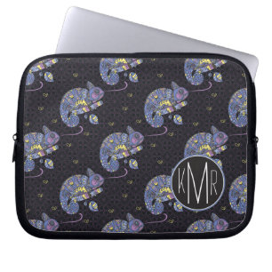 Protection Pour Ordinateur Portable Monogramme du lézard   de Zentangle