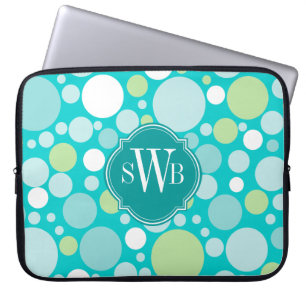 Protection Pour Ordinateur Portable Monogramme fou de motif de point de polka