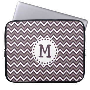 Protection Pour Ordinateur Portable Monogramme Motif moderne violet blanc Chevron