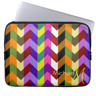 Protection Pour Ordinateur Portable Monogramme personnalisé coloré Chevron Zigzag 6